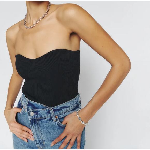 Reformation Jenni Black Ribbed Tube Top - Picture 1 of 5